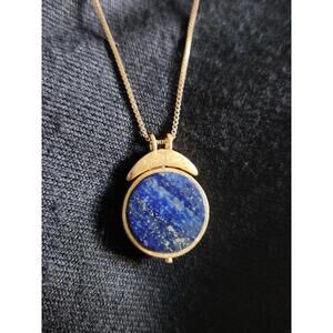 Vintage Goldtone Blue Stone Pendant On Adjustable Vintage Chain Necklace